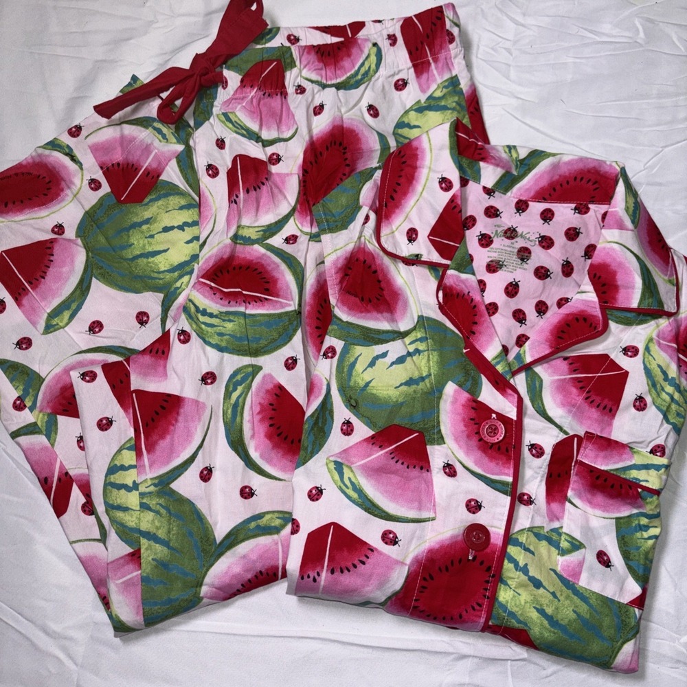 Nick and Nora Vintage EUC 100% Cotton Capri Summer Watermeon   Lounge Set Med/Lg
